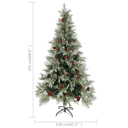 Belyst julgran med kottar grön&vit 225 cm PVC&PE