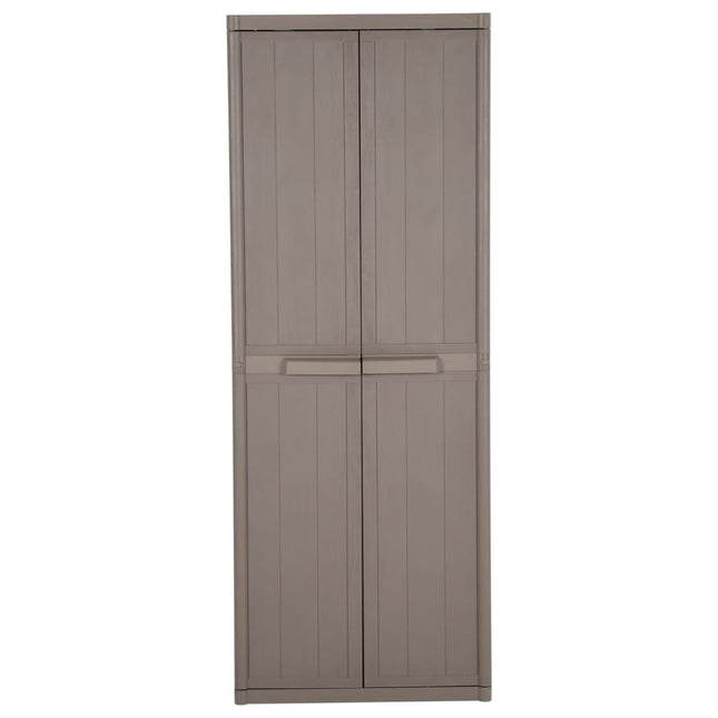 Förvaringsskåp för trädgården brun 65x45x172 cm PP trälook