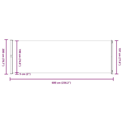Infällbar sidomarkis 200x600 cm röd