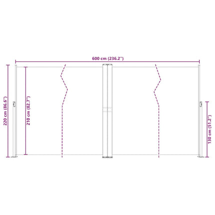Infällbar sidomarkis 200x600 cm röd