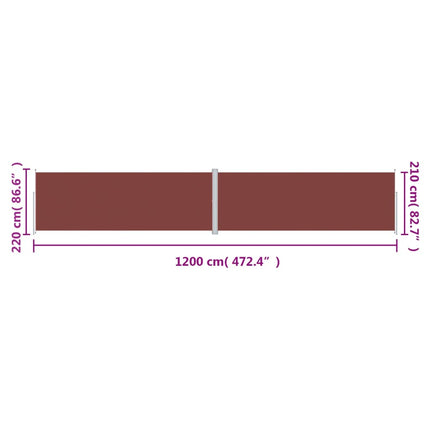 Infällbar sidomarkis brun 220x1200 cm