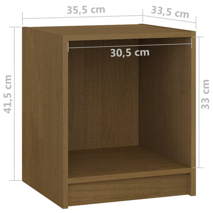 Sängbord 2 st honungsbrun 35,5x33,5x41,5 cm massivt furu