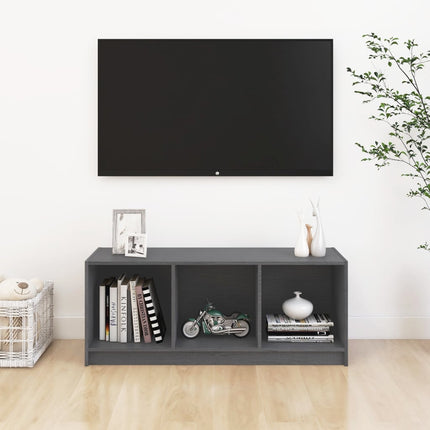 Tv-bänk grå 104x33x41 cm massiv furu