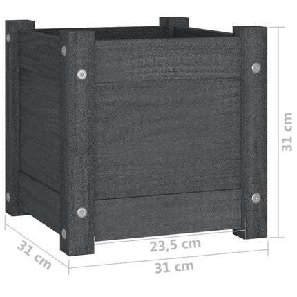 Odlingslådor 2 st grå 31x31x31 cm massiv furu