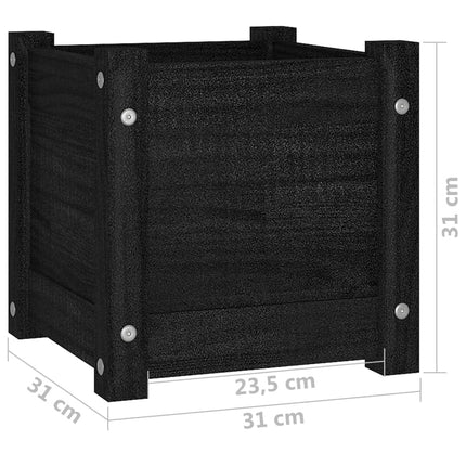 Odlingslådor 2 st svart 31x31x31 cm massiv furu