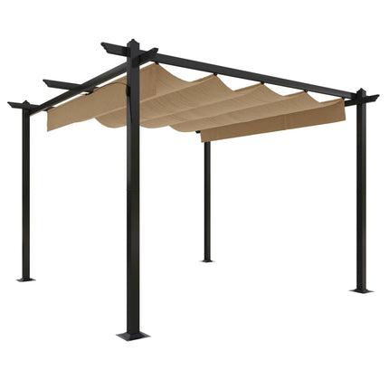 Paviljong med infällbart tak 3x3 m taupe