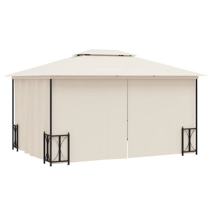Paviljong med draperier och dubbelt tak 3x4 m gräddvit
