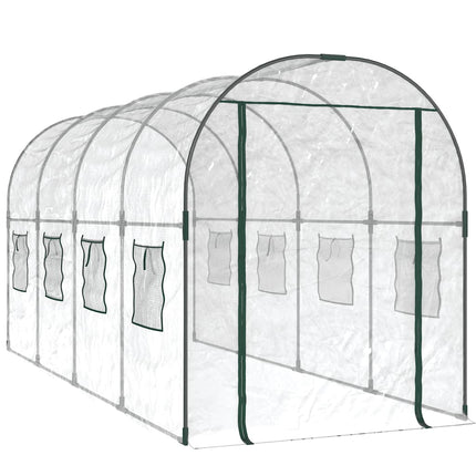 Växthus genomskinligt 160x400x190 cm PVC & pulverlackerat stål