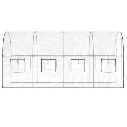 Växthus genomskinligt 160x400x190 cm PVC & pulverlackerat stål