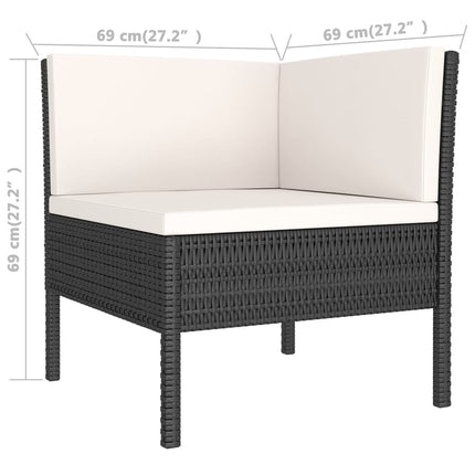 Loungegrupp med dynor 5 delar konstrotting svart