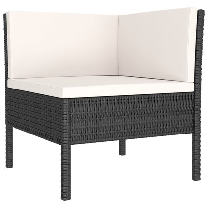 Loungegrupp med dynor 5 delar konstrotting svart