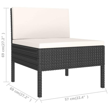 Loungegrupp med dynor 5 delar konstrotting svart