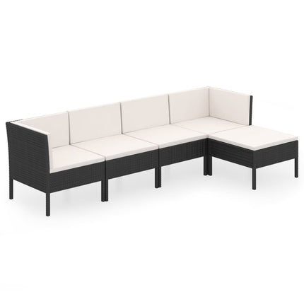 Loungegrupp med dynor 5 delar konstrotting svart
