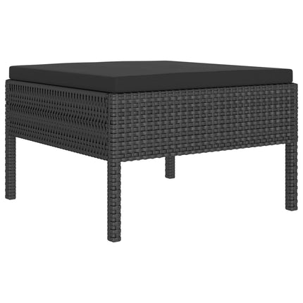 Loungegrupp med dynor 5 delar konstrotting svart