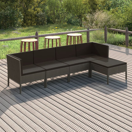 Loungegrupp med dynor 5 delar konstrotting grå