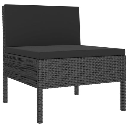 Loungegrupp med dynor 8 delar konstrotting svart