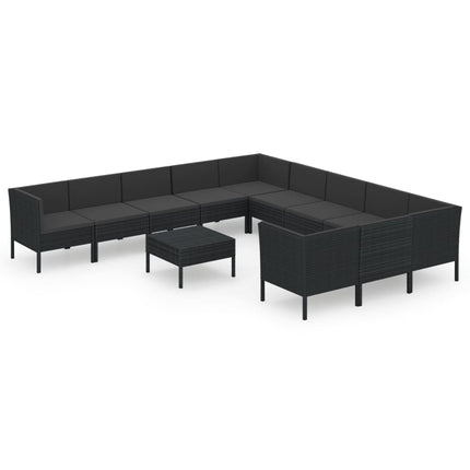 Loungegrupp med dynor 12 delar konstrotting brun