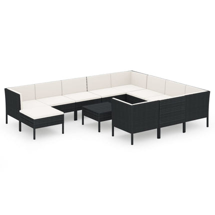 Loungegrupp med dynor 12 delar konstrotting brun