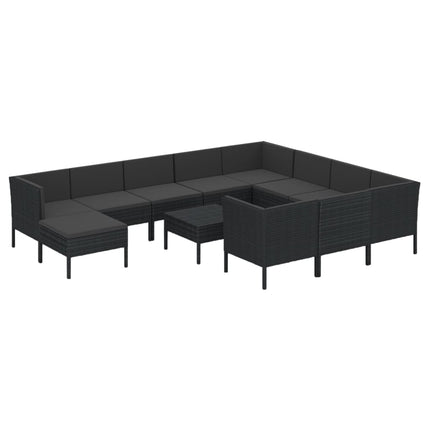 Loungegrupp med dynor 12 delar konstrotting brun