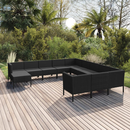 Loungegrupp med dynor 12 delar konstrotting brun