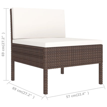 Loungegrupp med dynor 8 delar konstrotting brun
