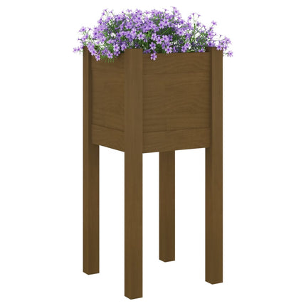 Odlingslådor 2 st honungsbrun 31x31x70 cm massiv furu