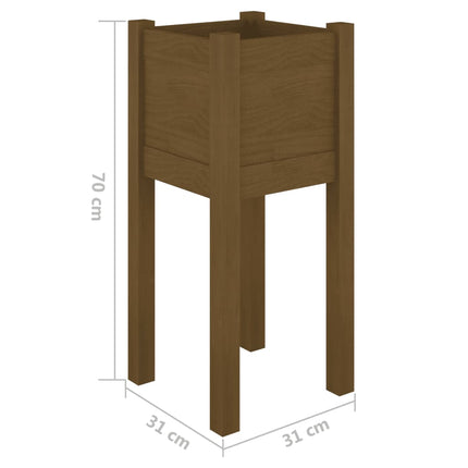 Odlingslådor 2 st honungsbrun 31x31x70 cm massiv furu