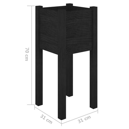 Odlingslåda svart 31x31x70 cm massiv furu