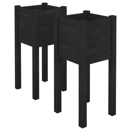 Odlingslådor 2 st svart 31x31x70 cm massiv furu
