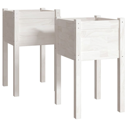 Odlingslådor 2 st vit 40x40x70 cm massiv furu