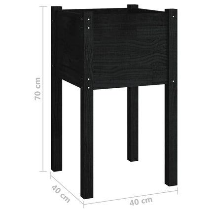 Odlingslåda svart 40x40x70 cm massiv furu