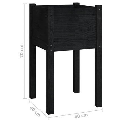 Odlingslådor 2 st svart 40x40x70 cm massiv furu