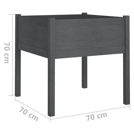Odlingslådor 2 st grå 70x70x70 cm massiv furu