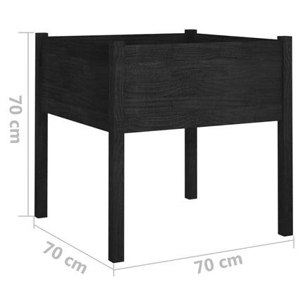 Odlingslådor 2 st svart 70x70x70 cm massiv furu