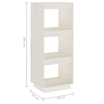 Bokhylla/Rumsavdelare vit 40x35x103 cm massiv furu