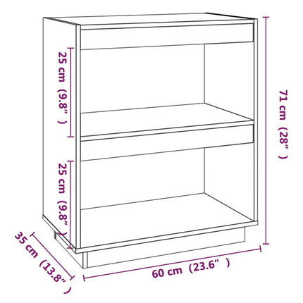Bokhylla 60x35x71 cm massiv furu