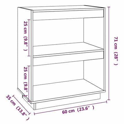 Bokhylla honungsbrun 60x35x71 cm massiv furu