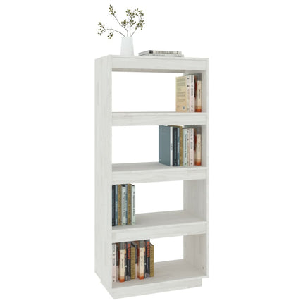 Bokhylla/Rumsavdelare vit 60x35x135 cm massiv furu