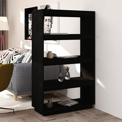 Bokhylla/Rumsavdelare svart 80x35x135 cm massiv furu