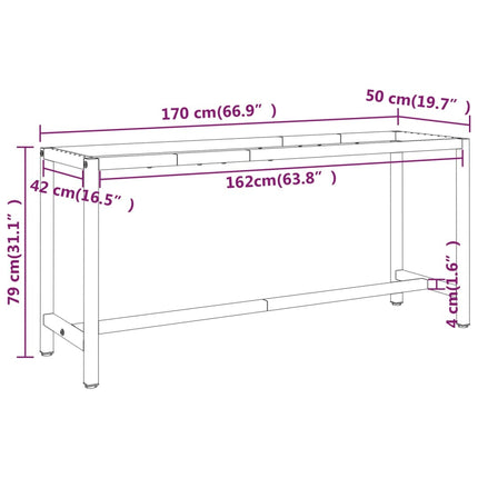 Ram för arbetsbänk svart och matt röd 170x50x79 cm metall