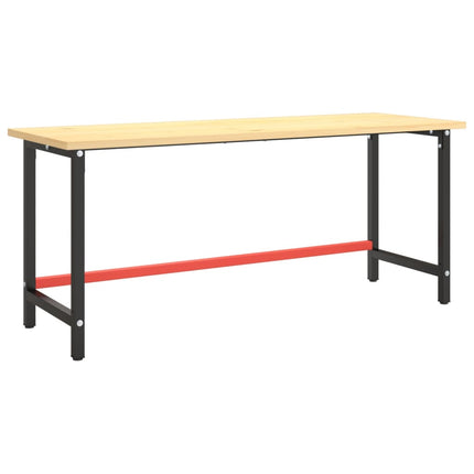 Ram för arbetsbänk svart och matt röd 180x57x79 cm metall