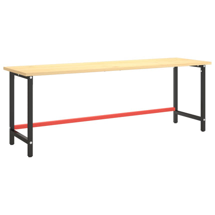 Ram för arbetsbänk svart och matt röd 220x57x79 cm metall