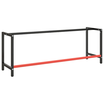 Ram för arbetsbänk svart och matt röd 220x57x79 cm metall