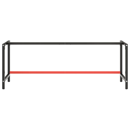 Ram för arbetsbänk svart och matt röd 220x57x79 cm metall
