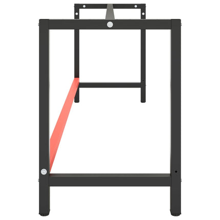 Ram för arbetsbänk svart och matt röd 220x57x79 cm metall