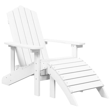 Adirondackstol med fotpall HDPE vit