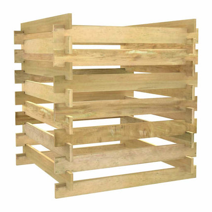 Ribbad trädgårdskompost 90x90x90 cm impregnerad furu