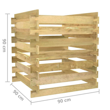Ribbad trädgårdskompost 90x90x90 cm impregnerad furu
