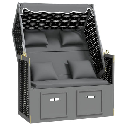 Strandkorg med dyna konstrotting och massivt trä antracit&svart