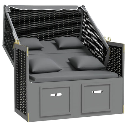 Strandkorg med dyna konstrotting och massivt trä antracit&svart